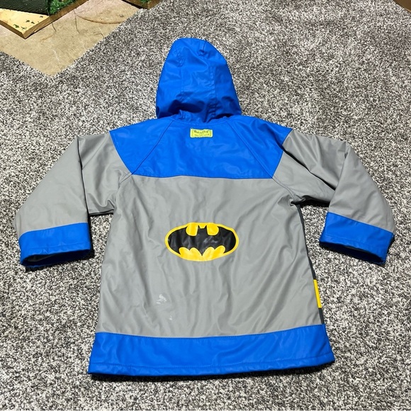 Western Chief Batman Rain Coat Jacket Kids Toddler Size 5 Blue Fleece Quilted - Picture 10 of 11